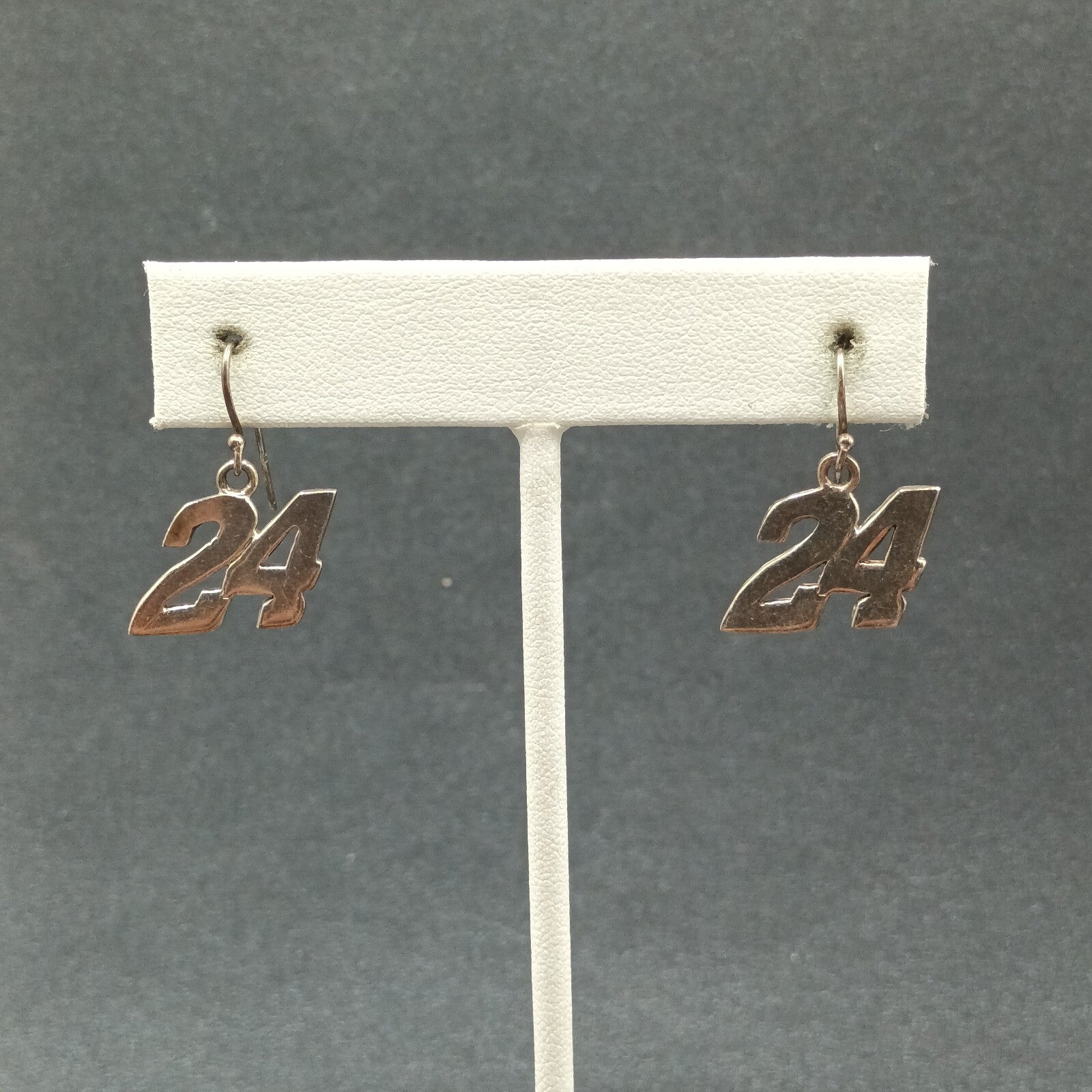 Vintage Pierced Earrings Sterling Silver 24 Jeff Gordon Nascar Dangle 1/2"