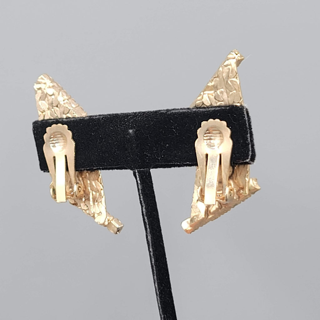 Vintage Rhinestone Clip on Earrings Gold tone Climber Statement 1.75"