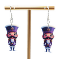 Christmas Nutcracker Pierced Earrings Silver tone Dangle 1.5 in