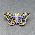Moth Purple Black Enamel Moon Phase Lapel Hat Pin 1.5"
