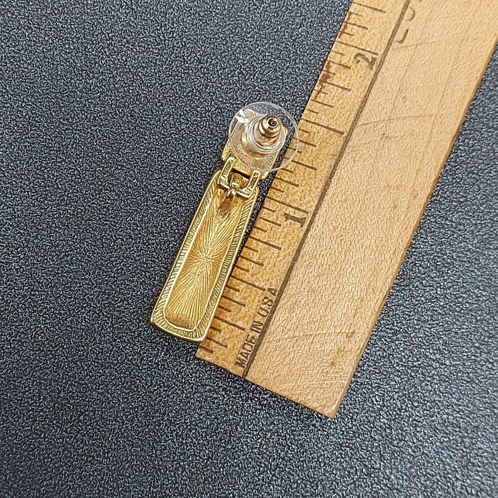 Vintage Pierced Earrings Cream Enamel Dangle 1 3/8"