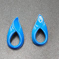 Vintage Pierced Earrings Blue Enamel over Metal Open Teardrop 1 3/8"