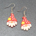 Gnome Christmas Pierced Earrings Puffy 3D Dangle 1 1/8"