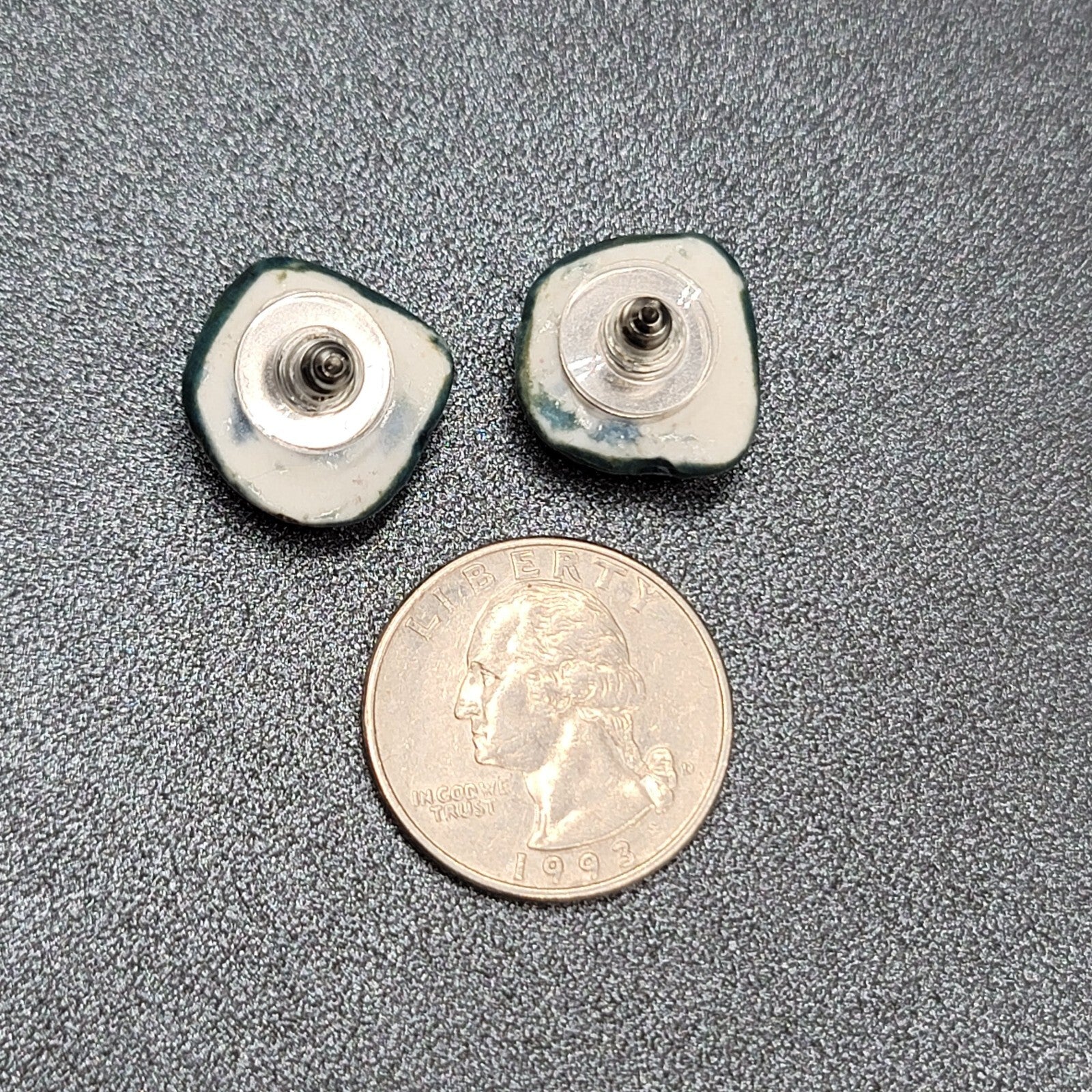 Vintage Pierced Earrings Ceramic Hand Painted Studs 5/8"