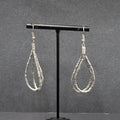 Pierced Earrings Silver tone Barrel Bead Loops 2"