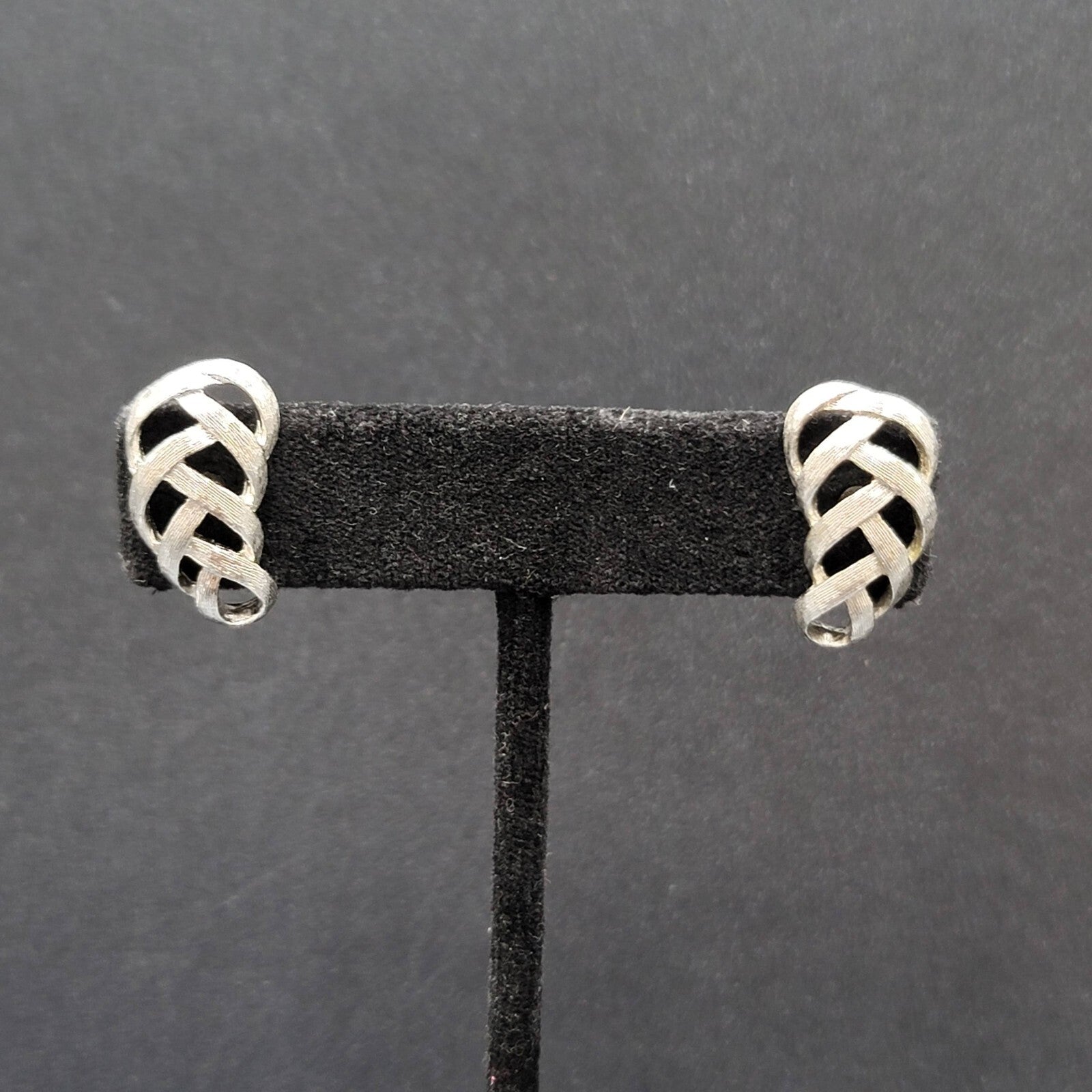 Vintage Pierced Earrings Textured Open Work Drop 7/8"