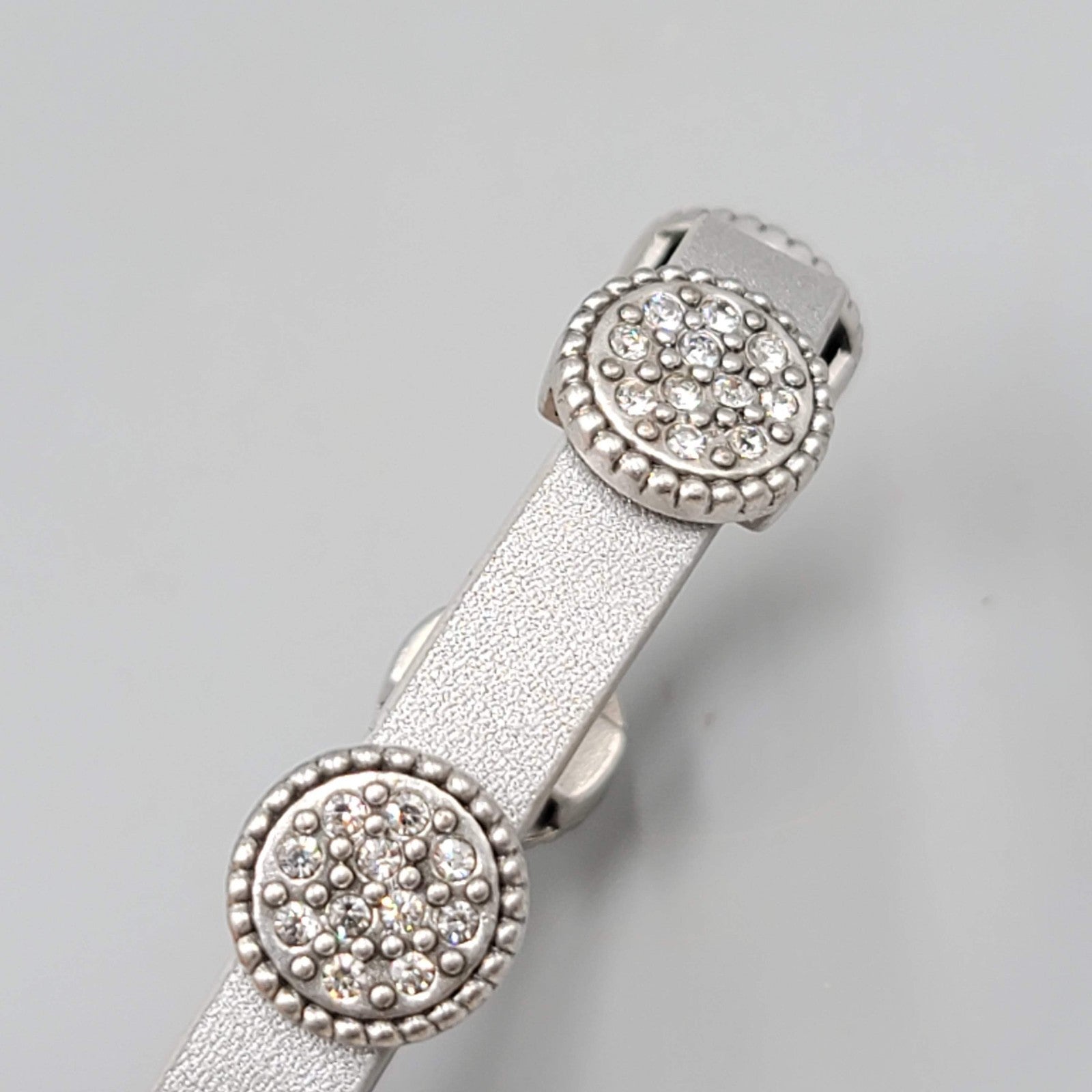 Chicos Leather Bracelet Crystal Rhinestone Magnetic Closure 7"