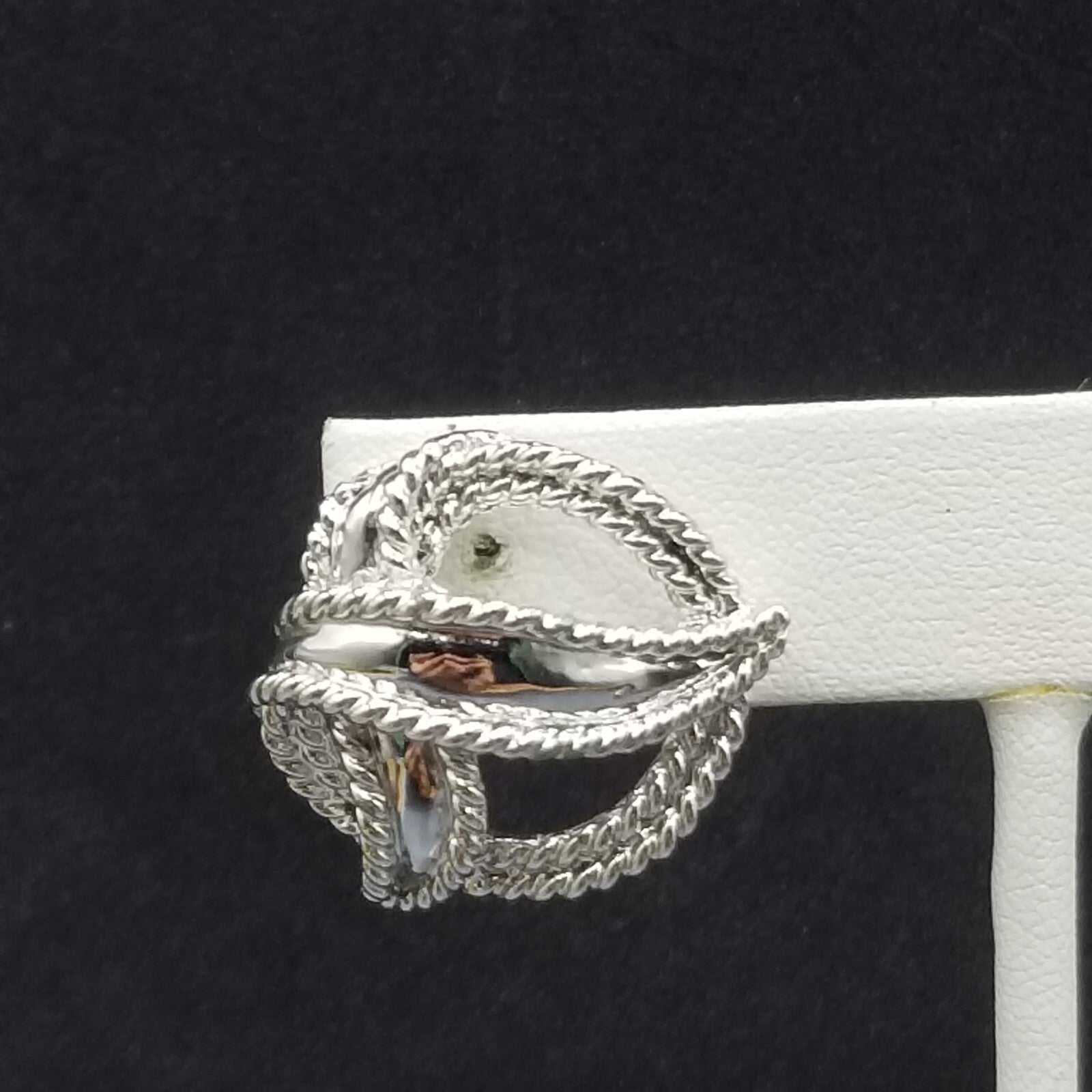Vintage Clip on Coro Earrings Silver Plated Open Work Statement Drop Stud 1"