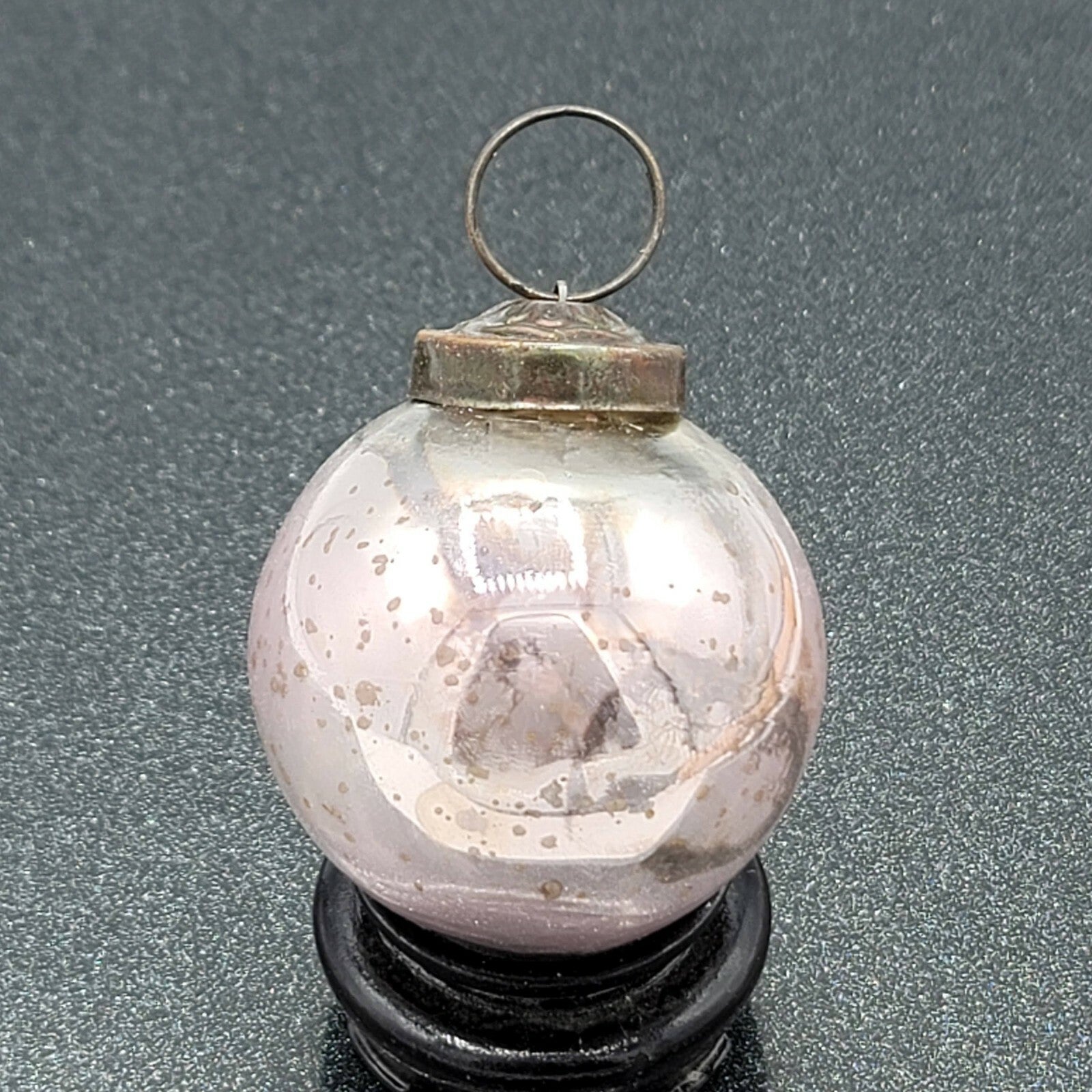 Vintage Glass Kugel Style Purple Silver Ball Christmas Tree Ornament 2"