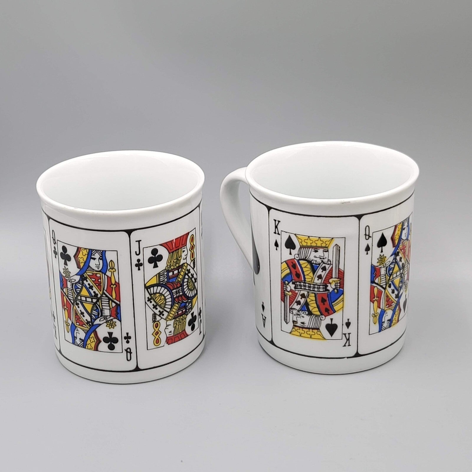 Vintage Playing Card Coffee Mugs Set Jobar International Poker Casino 2 Cups