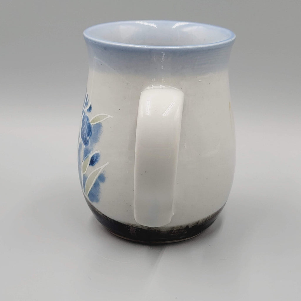 Blue Flowers Iris Pottery Coffee Mug Handmade Glazed