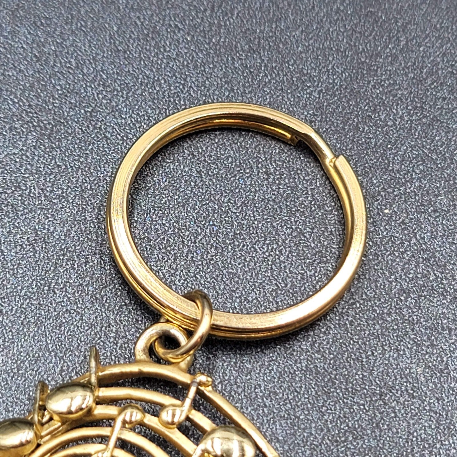Vintage AJC Keychain Fob Music Sax Guitar Gold tone Piano 3"