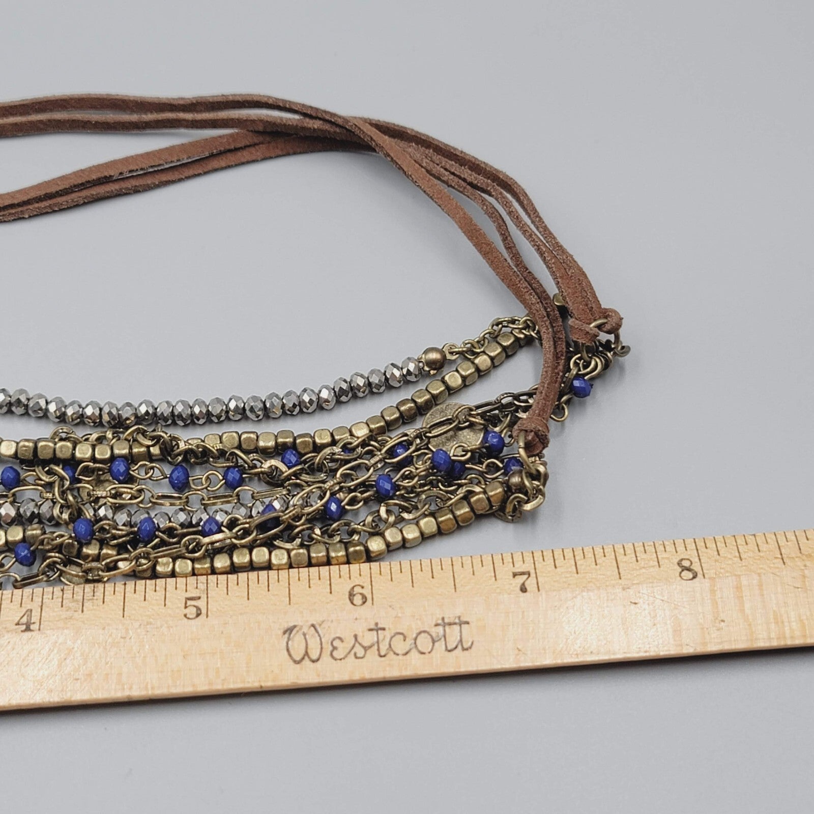 Extra Long Necklace Multi Strand Crystal Bead Layered 30"