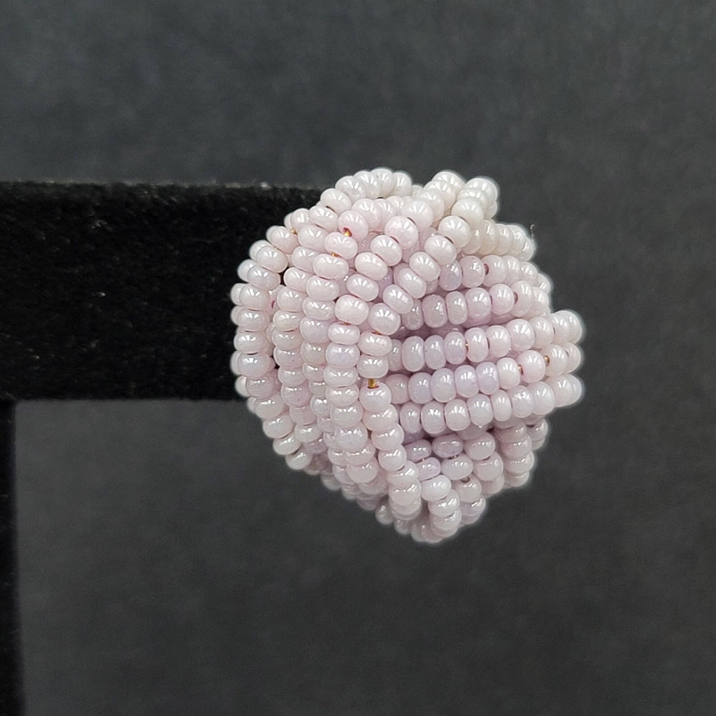 Vintage Pierced Earrings Lavender Purple Seed Bead Knot 7/8"