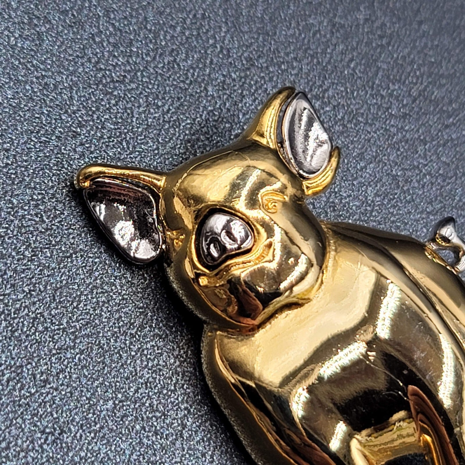 LC Brooch Liz Claiborne PIG Silver and tone Signed Pin 2"