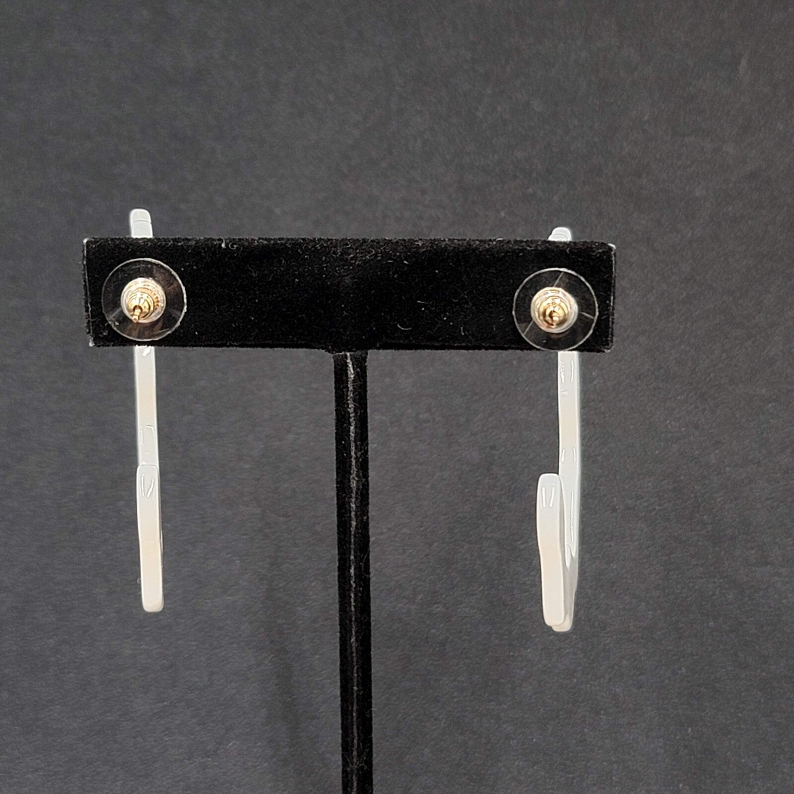 Pierced Earrings Pearloid White Resin Wavy Hoops 2"