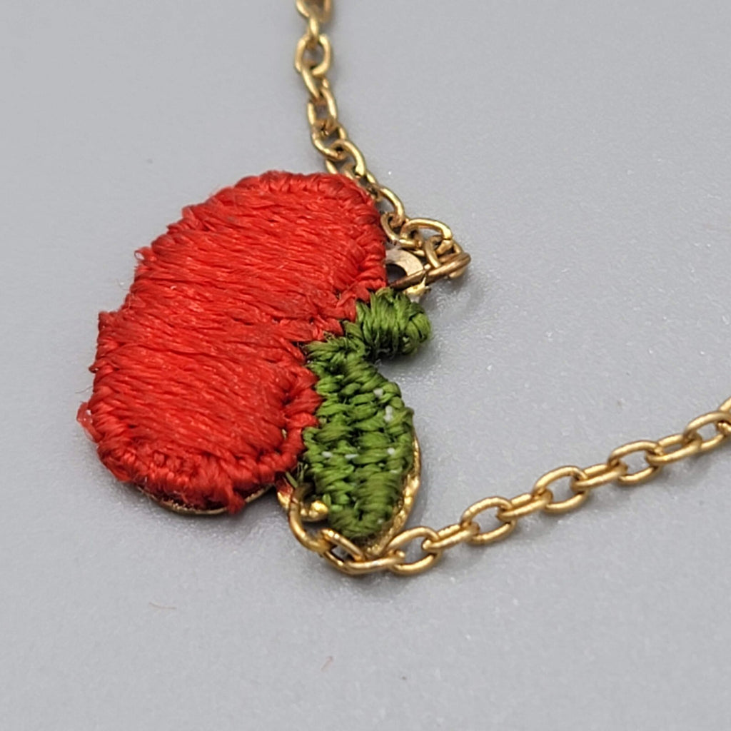 Vintage Apple Necklace CHILDRENS CHILDS Gold tone Chain 14"