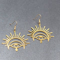 New Evil Eye Pierced Earrings Teardrop Gold Plated Statement Dangle 1 5/8"
