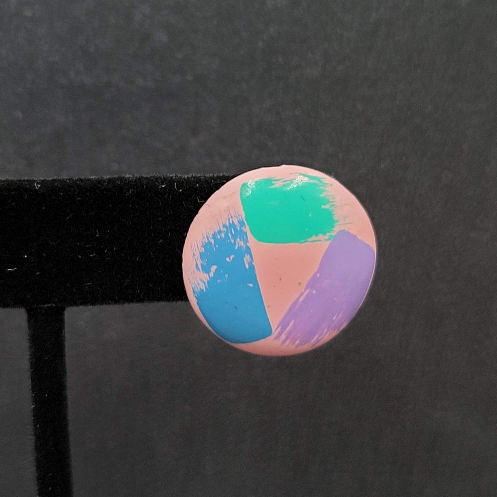 Vintage Pierced Earrings Pink Teal Blue Purple Round 7/8"