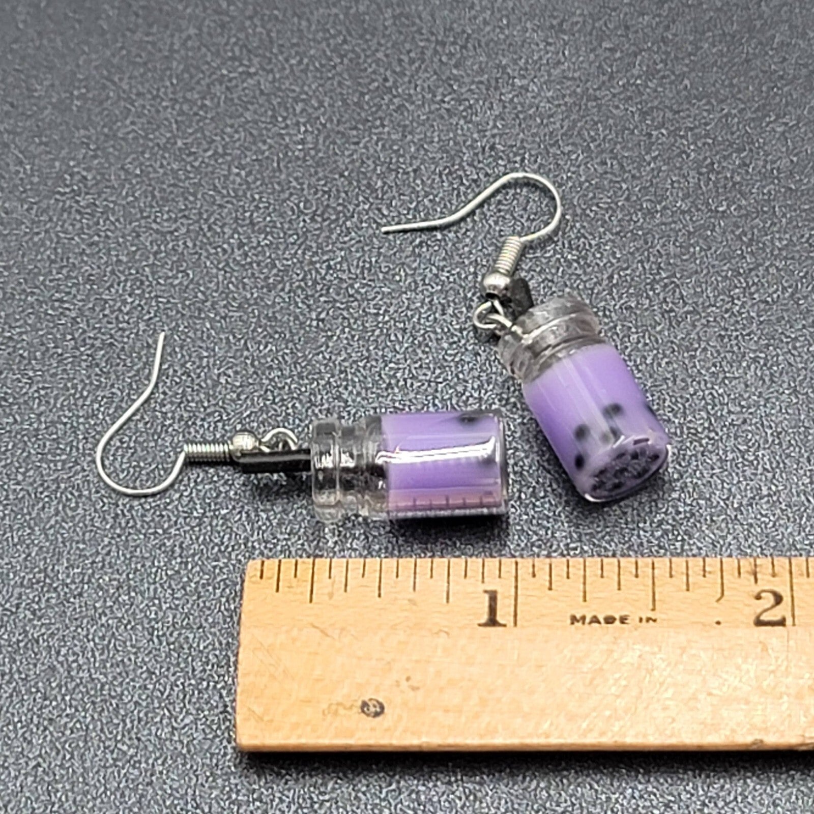 Purple Boba Tea Pierced Earrings New Dangle Smoothie Tea 1"