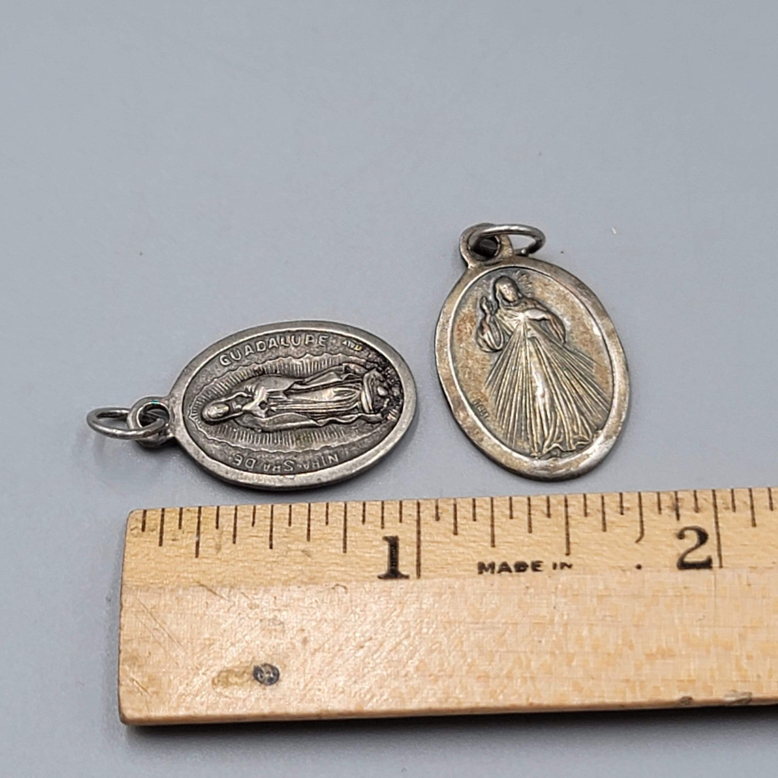 Vintage Catholic Medals Lot Our Lady of Guadalupe Divine Mercy Jesus Italy Charm