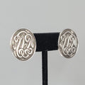 Vintage Marino Clip on Earrings Silver tone Round Screw Back 1"