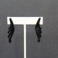 Vintage Pierced Earrings Black Enamel over Metal Statement Drop 2"