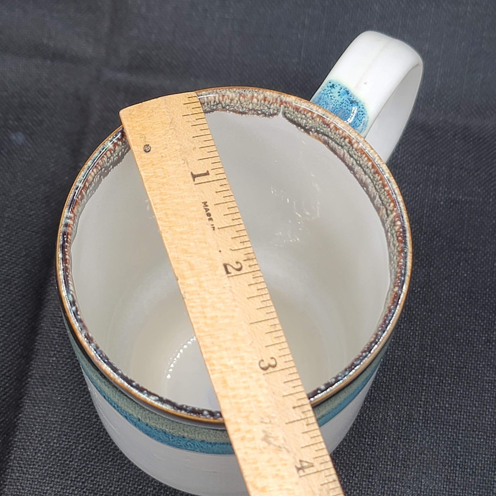 Leaf Bean Speckled Ceramic Coffee Mug Tall Blue Gray 20 ounces 6"