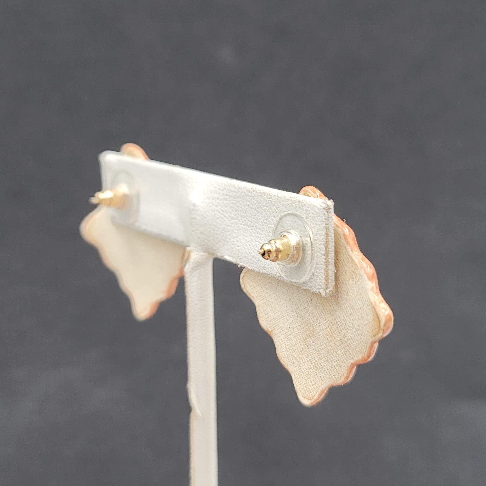 Vintage Pierced Earrings Ceramic Hand Painted Square Drop 1.25"
