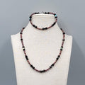 Sterling Silver Bracelet And Necklace Genuine Brown Pearls Black Crystal Beads