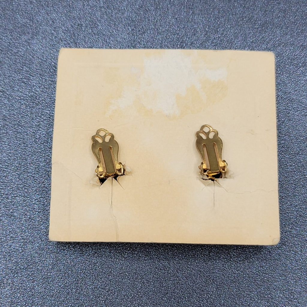 Vintage STAR Clip on Earrings NOS Gold tone Textured Button Style Studs 3/4"