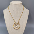 Real Pearl Pendant Cluster Open Pendant Necklace Gold tone 18"