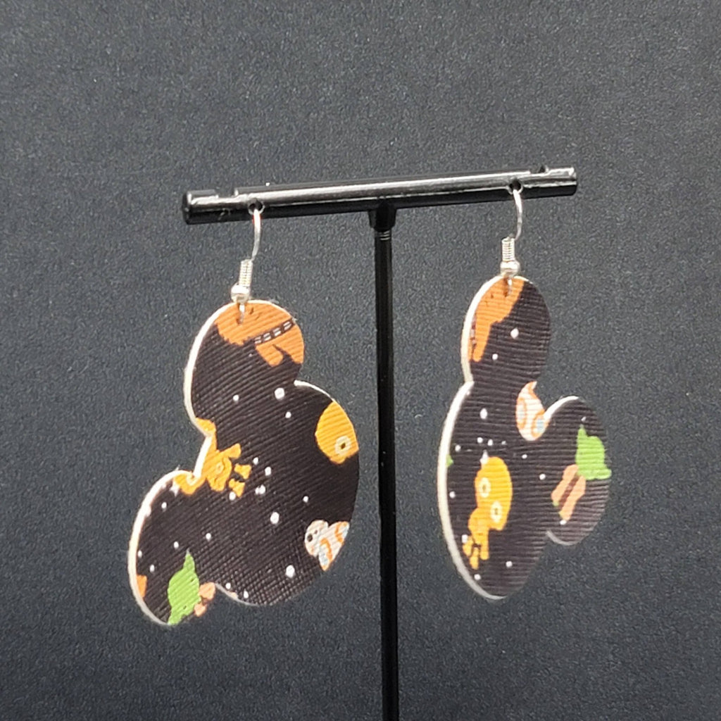 Pierced Earrings Mickey Mouse Star Wars Large Felt Dangle 2" Lightweight