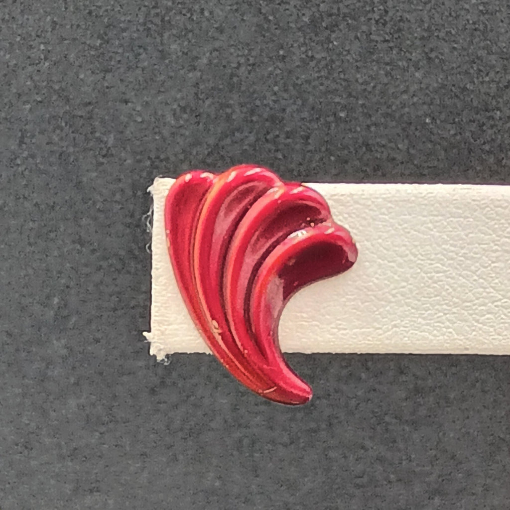 Vintage Pierced Earrings Red Enamel Textured Small Drop 3/4"