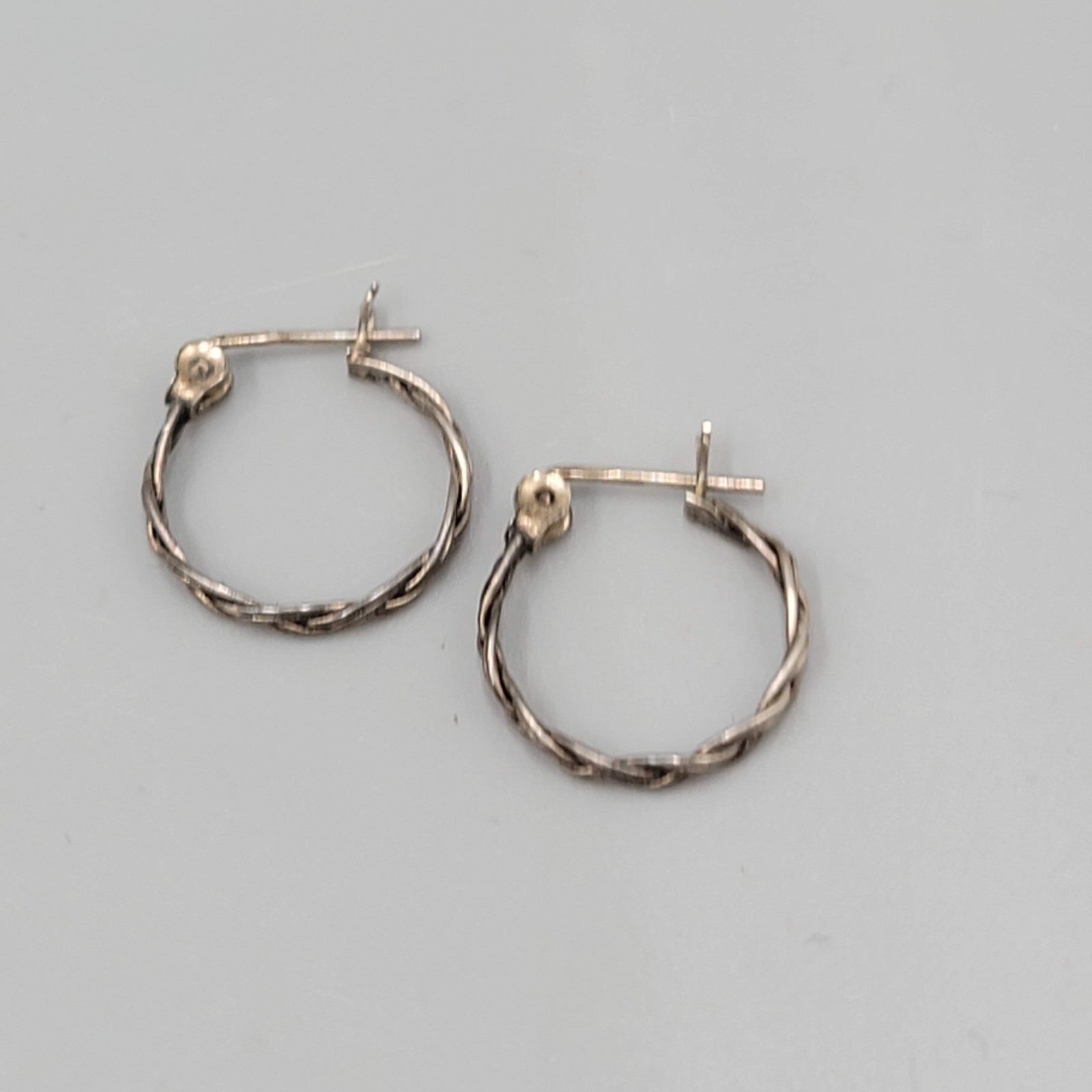 Braided Sterling Silver Wire Hoops Pierced Earrings 5/8"