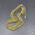 VCLM Multi Chain Necklace Gold tone Green Enamel 16-19 in