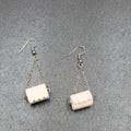 Toilet Paper Roll Pierced Earrings Silver tone Dangle Chains 1.5"