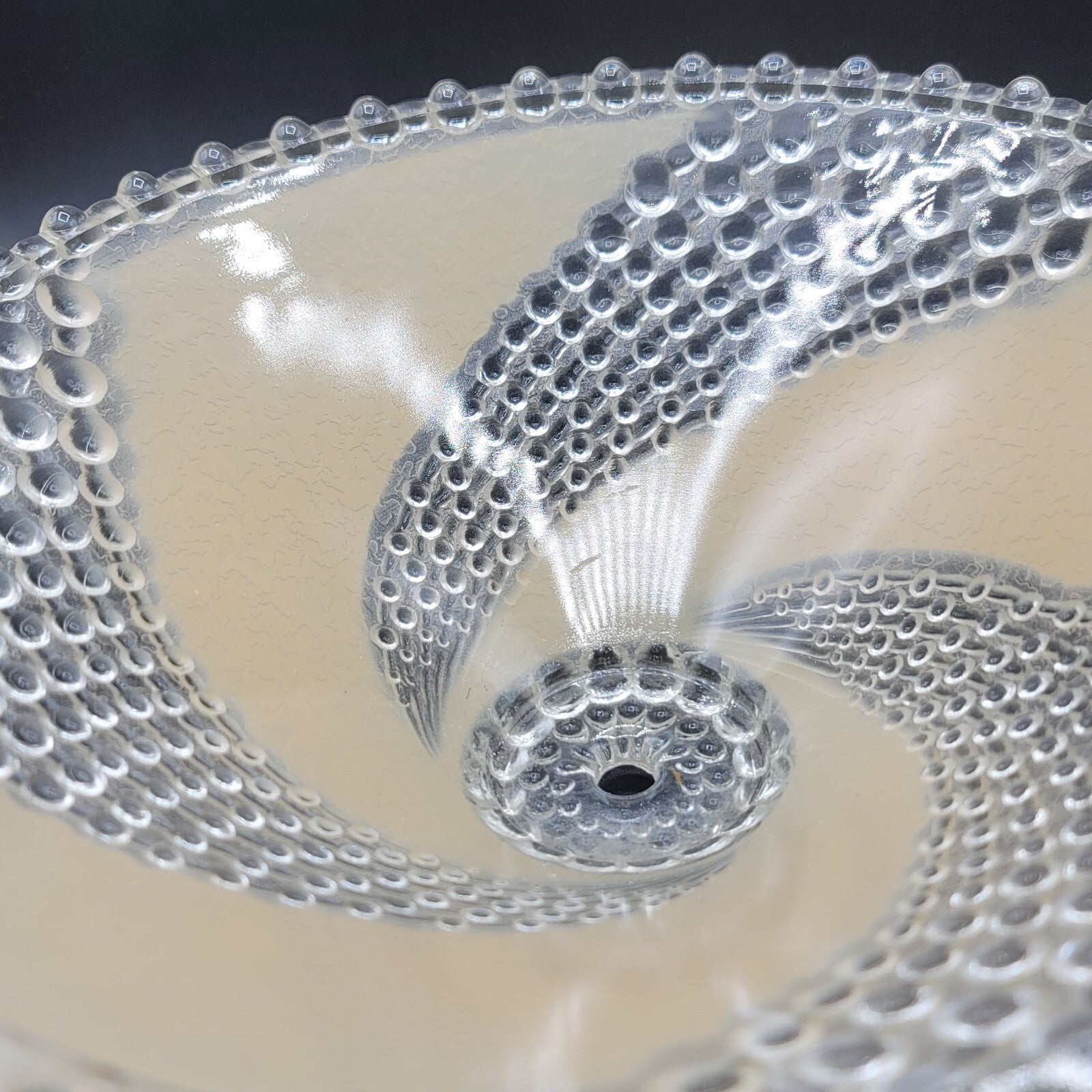 Antique Hobnail Lamp Shade Clear Tan Swirl Patterned 11"