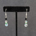 Sterling Silver Pierced Earrings Crystal Bead Snowman Dangle  1"
