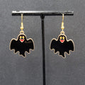 Halloween Pierced Earrings Gold tone Enamel Dangle 1"