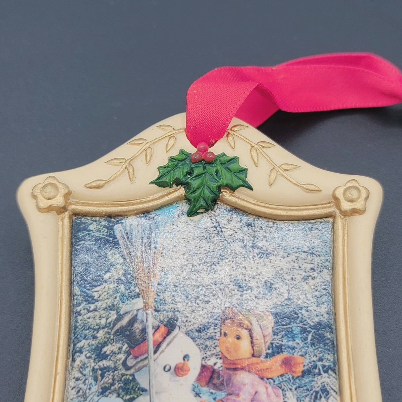 The Hummel Gold Christmas Ornament Collection Boy Snowman Frame 3.5"