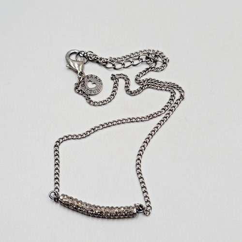 Brand Corazon Gunmetal Gray Necklace Rhinestone Minimalist 14"-16"