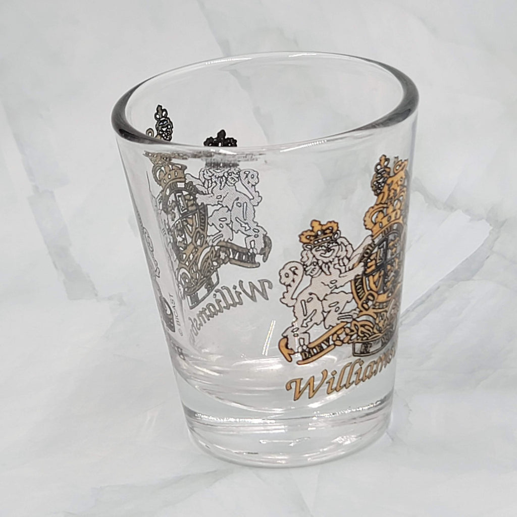 Vintage Williamsberg Shot Glass Black Gold Collectible