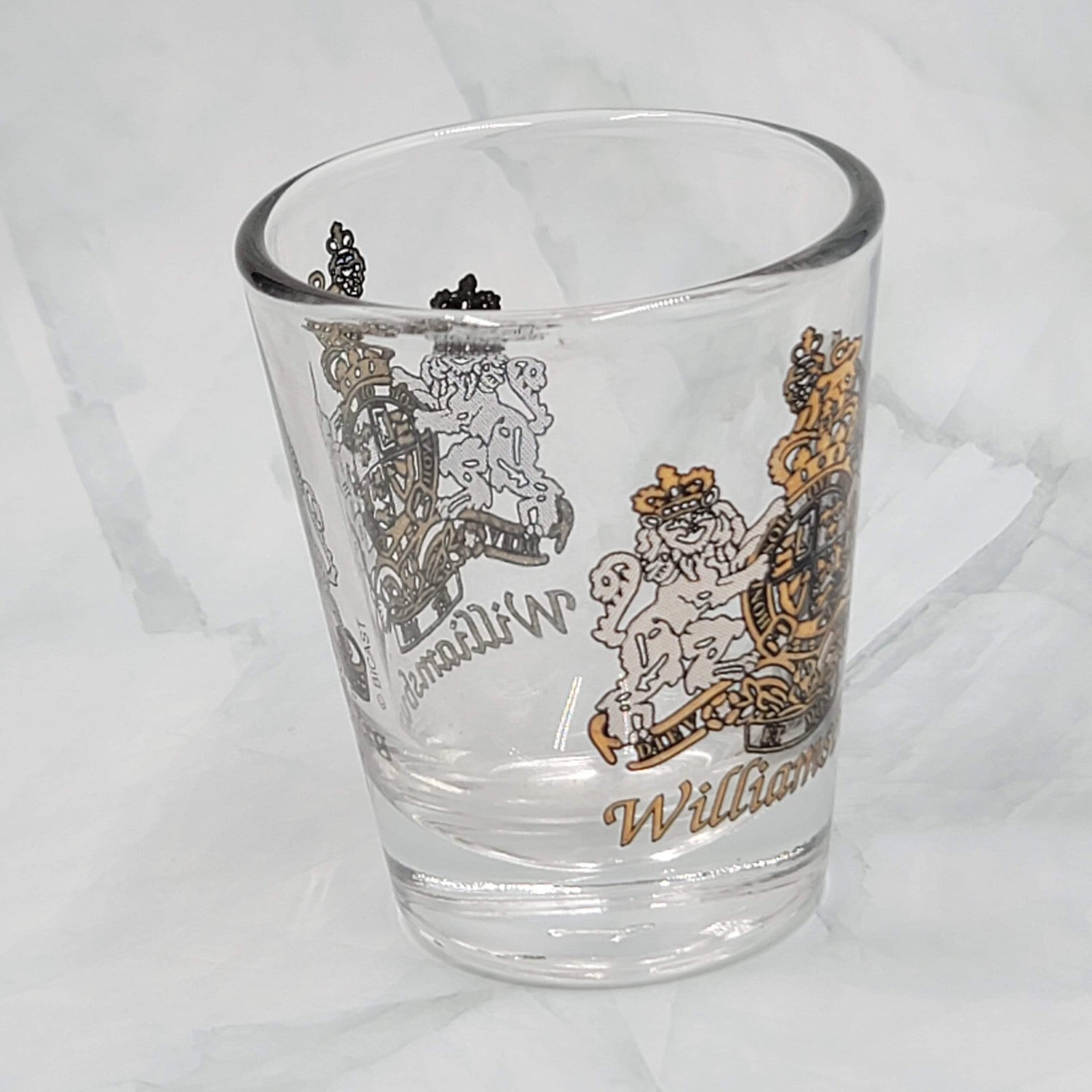 Vintage Williamsberg Shot Glass Black Gold Collectible