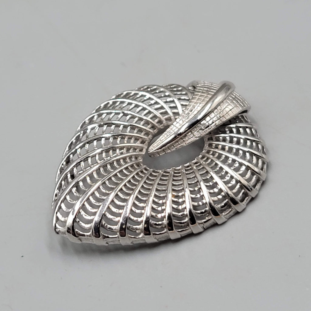 Vintage Brooch Signed Judy Lee Textured Silver Tone Pin 2 in