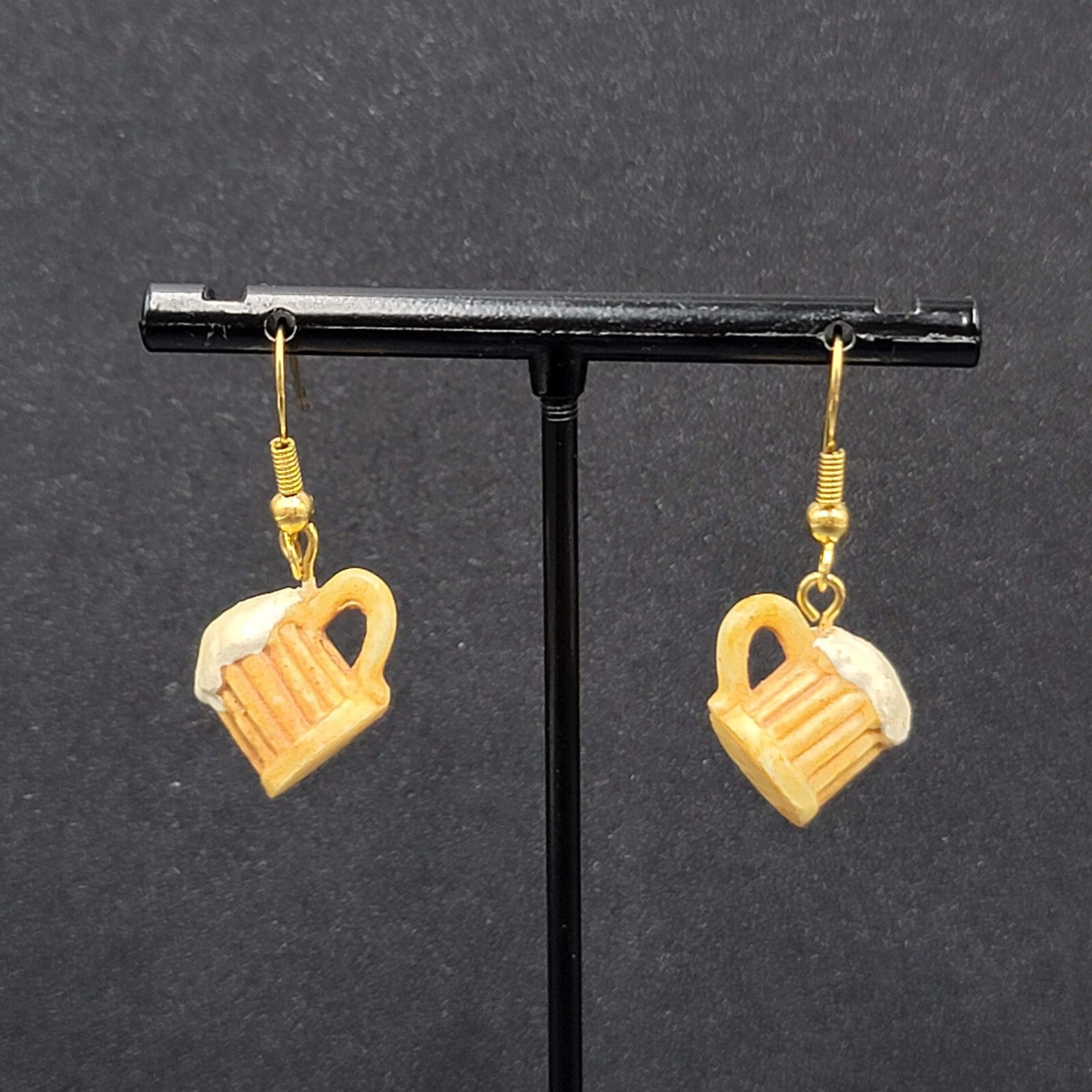 Root Beer Pierced Earrings Foamy Mug Dangle 1/2"