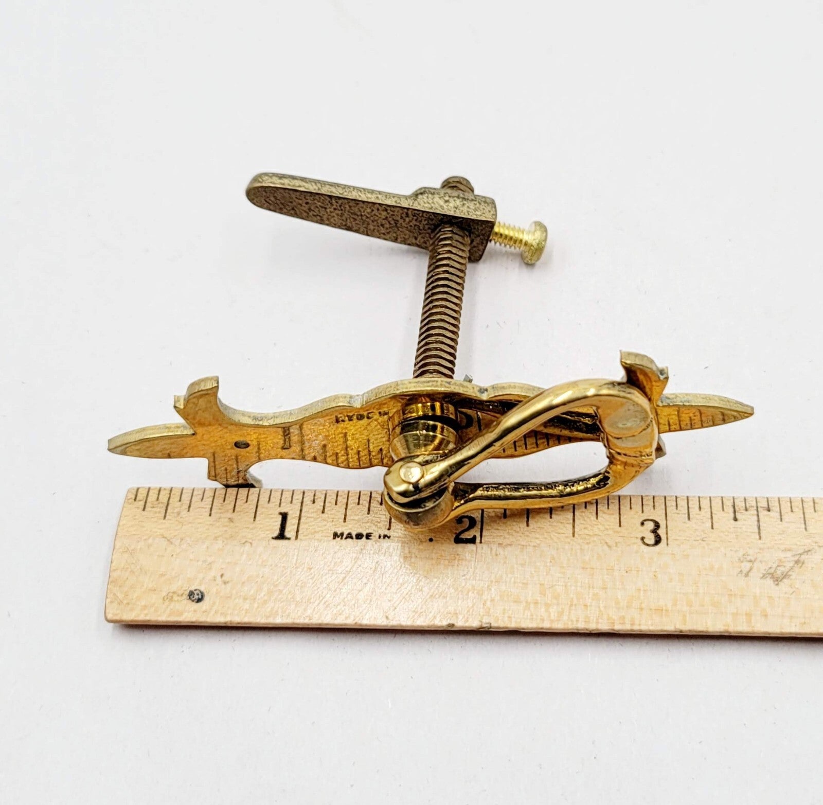 Vintage Brass Drawer Pull Salvage Hardware New Old Stock with Nails