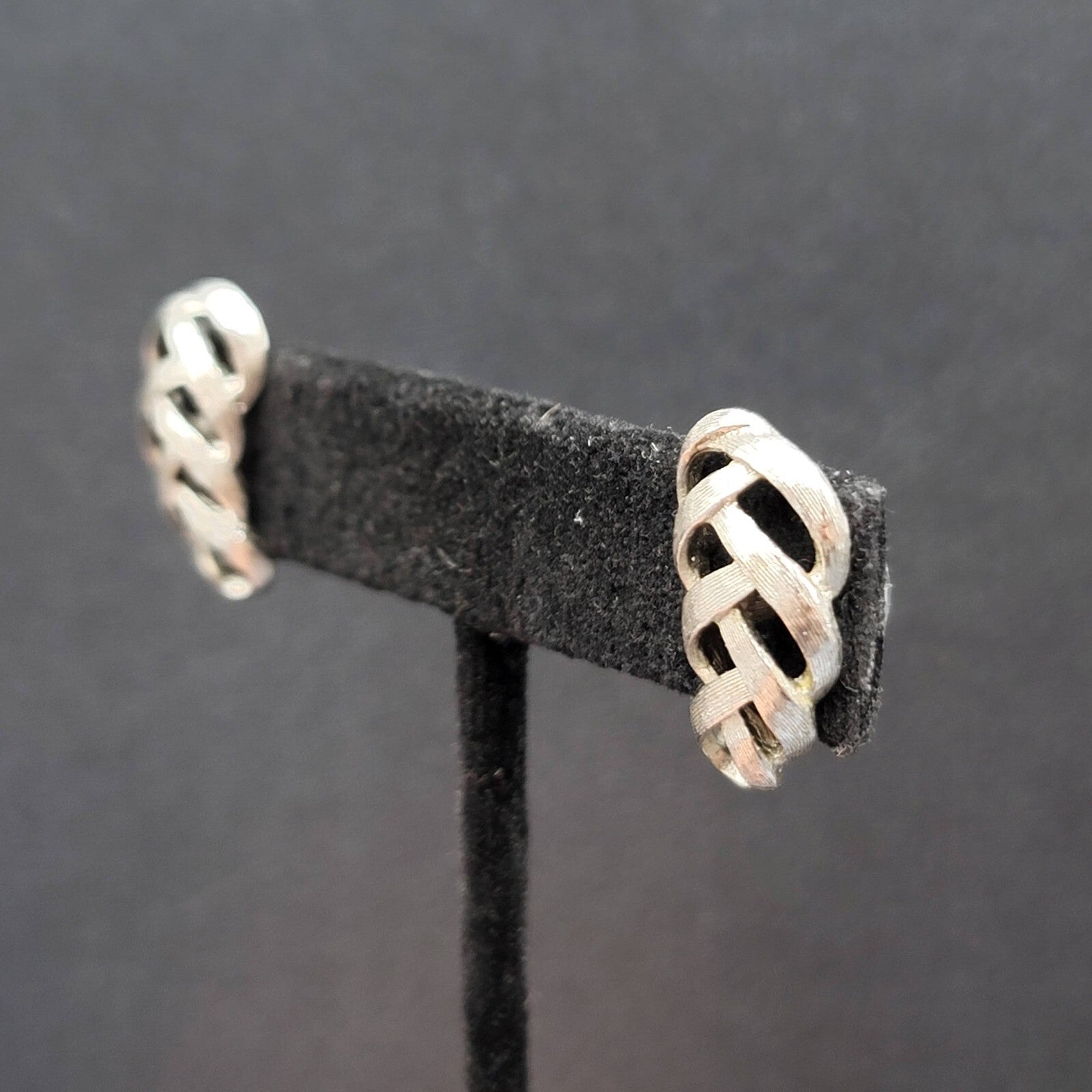 Vintage Pierced Earrings Textured Open Work Drop 7/8"