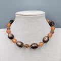 Vintage Lisner Necklace Brown Moon Glow Molded Beads Estate Jewelry 13"-16"