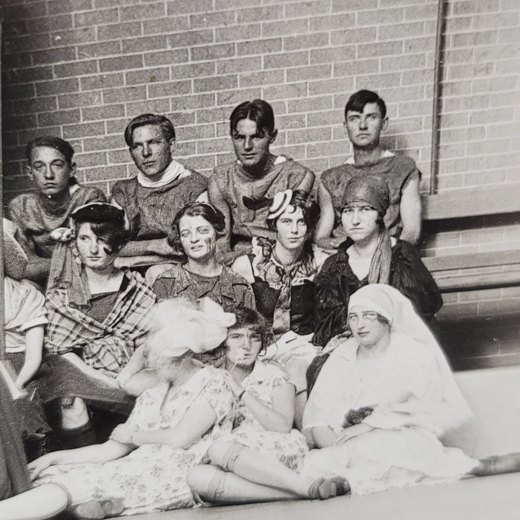 Rare Antique University Freshman Initiation Costume Black White Photo 10"x6.5"